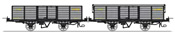 Set of 2 Gondola Wagon with brakes, Grey / Black steel Gv 5636 and with iron bar, grey Gv 5686